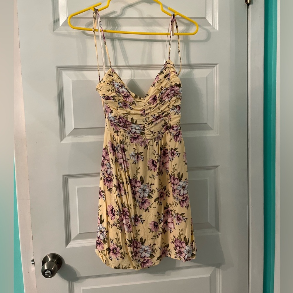 NWOT forever 21 yellow floral corset back dress size large